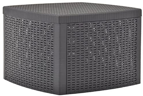 vidaXL Beistelltisch mit Stauraum Witterungsbeständig Couchtisch Teetisch Gartentisch Balkontisch Tisch Mokka 54x54x36,5cm Kunststoff