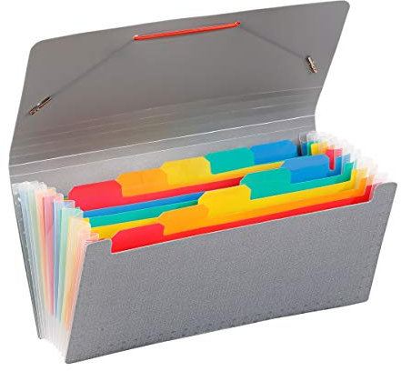 Viquel - Trieur Accordéon 10 Compartiments - Format Chèque 26X13cm Rainbow Touch Gris