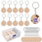 BUYGOO Dischi in Legno a Fette 100PZ Dischi in Legno Rotondi 35mm, Cerchi di Fette di Legno Artigianali con Foro e Portachiavi 100PZ per Bricolage Decorazioni nNatalizie Ornamenti Decorazioni Appese
