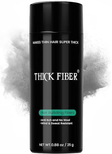 THICK FIBER Hair Building Fibres (Pack of 1, GREY) Hair Fibres for Thinning Hair | Hair Powder for Thinning Hair 25g Bottle | Make Hair Look Thicker in Seconds with hair filler | for Women & Men