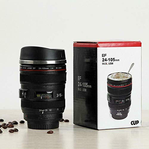 Travel Camera Lens Coffee Tea Mug Flask Cup Cookie Holder with Slider Warm Drink