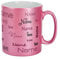 Herz & Heim® Namenstasse mit eigenem Namen in verschiedenen Schriftarten im Rosa Metallic Look