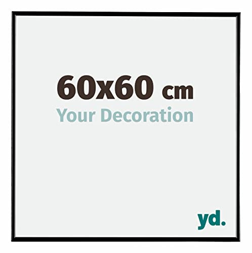 Your Decoration - Bilderrahmen 60x60 cm - Schwarz Hochglanz - Bilderrahmen aus Kunststoff mit Acrylglas - Antireflex - 60x60 Rahmen - Evry