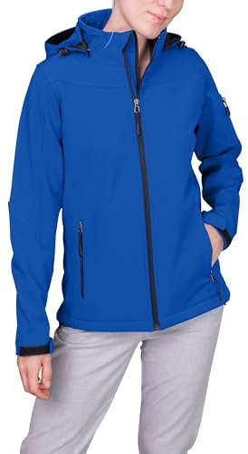 HRM Damen Hooded Softshell Jacket, royalblau, Gr. S I Premium Softshelljacke Damen wasserabweisend I 5.000mm Wassersäule I Funktionsjacke I Workwear I Hochwertige & nachhaltige Damen-Bekleidung