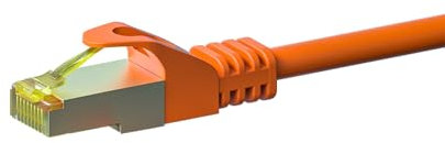 Danicom RJ45 Netzwerkkabel S/FTP (PiMF) - mit CAT 7 Rohkabel - Orange - 0,25m, POE, Ethernet, LAN, Patchkabel, Datenkabel, RJ45 - für Serverschränke, Switches, Router, Modems!