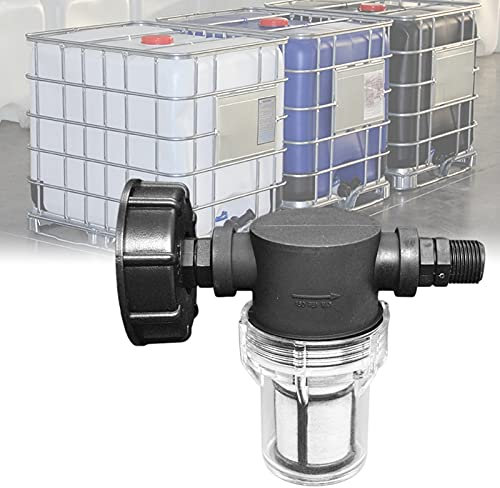 Rubinetto Raccordo Serbatoio 1000 L, Articolazione del Tubo da Giardino per Collettori di Acqua Pioggia con Funzione Filtro,S60x6 Adattatore Serbatoio Acqua IBC (1/2'' Filo esterno)