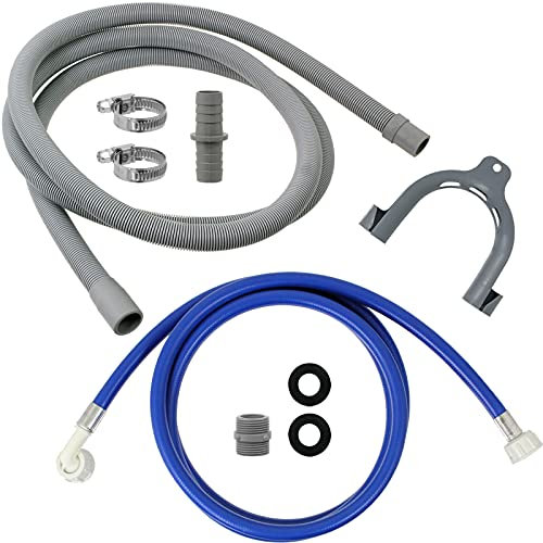 SPARES2GO Water Fill Pipe Inlet Hose + Drain Outlet Pipe Extension Kit compatible with AEG Dishwasher (2.5m)