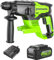Martello perforatore Greenworks 2J trapano a percussione a batteria 24V con batteria 4Ah e caricabatterie, SDS-Plus, attacco di sicurezza con Vario-Lock e arresto rotazione, 4550 IPM e 1000RPM