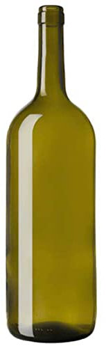 La zappa Bottiglia in Vetro per Vino Bordolese Verona con imboccatura a Tappo di Sughero 1500 mL (Confezione da 12 Pezzi, Uvag Scuro)