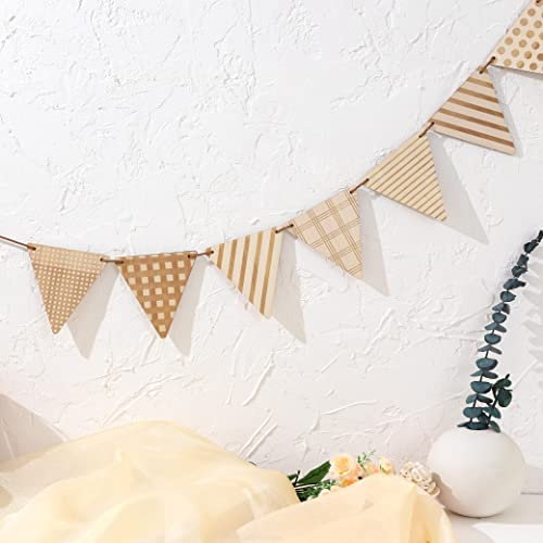 EPSEED Holz Wimpelkette Wand Boho Dekor - Wild One Kinderzimmer Wandbehang, Holzflagge Dekoration für Babyzimmer, Holz Wimpelkette Banner (Wood Flag Banner)