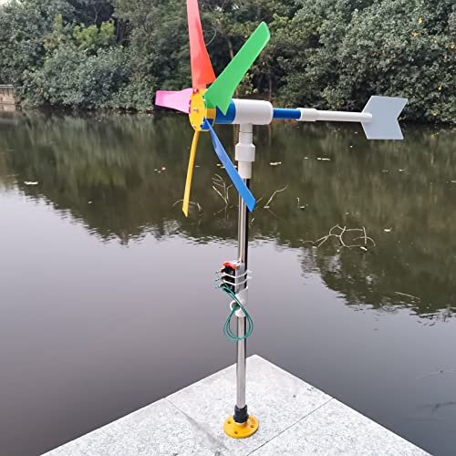 Kit de generador de turbina de viento pequeño y tira de luz para decoración de patio trasero, generador de energía gratuito, decoración de molino de viento, 45,7 cm de diámetro
