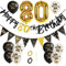 GoldRock 80 Geburtstag Deko Mann Frauen, Deko Geburtstag Mann 80, Luftballon 80 mit 80 Geburtstag Banner,Folienballon Zahl 80 Größe,Geschenke zum 80 Geburtstag Ballon Set Schwarz Gold,80er Jahre Deko