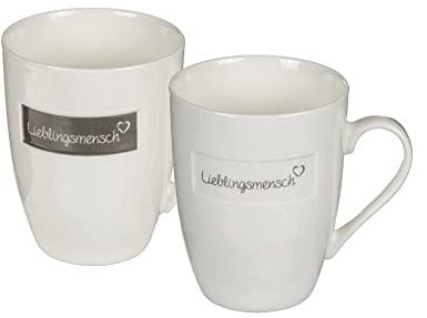 Seaside No.64 - Tassen-Set Lieblingsmensch je 1x weißer und 1x grauer Hintergrund - Becher für dein Frühstück, Brunch, Kaffee, Tee, Kaltgetränk - Geschenkartikel kombinierbar mit der Serie