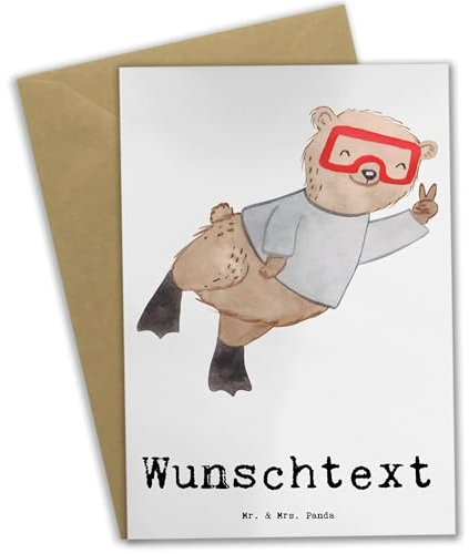 Mr. & Mrs. Panda Personalisierte Grußkarte Bär Tauchen - Geschenke, Diving, Karte, Geburtstagskarte, Glückwunschkarte, Selbst Gestalten, Tauchschule, Schnorcheln, Sportart, Hochzeitskarte, Tauchgang