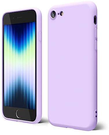 oakxco for iPhone SE Case 3rd Generation 2022/2020/2nd Silicone, iPhone 7/8 Case, Soft Rubber Gel Elegant Thin Slim TPU Matte Smooth Cover for Women Girl Cute, Lilac Lavender Light Purple