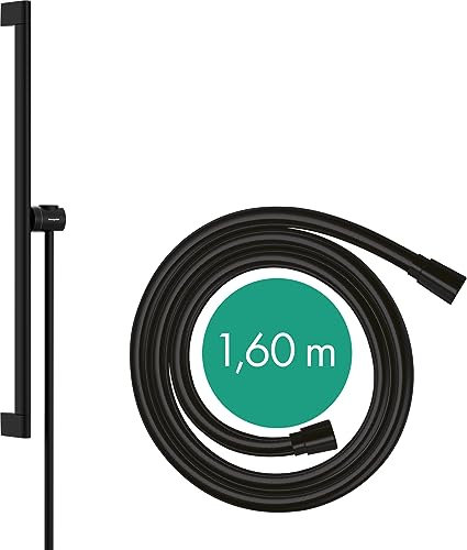 hansgrohe Brausestange Unica S Puro, Duschstange 65cm mit Brauseschlauch Isiflex 160cm und Easy Slide Duschkopfalterung, Mattschwarz