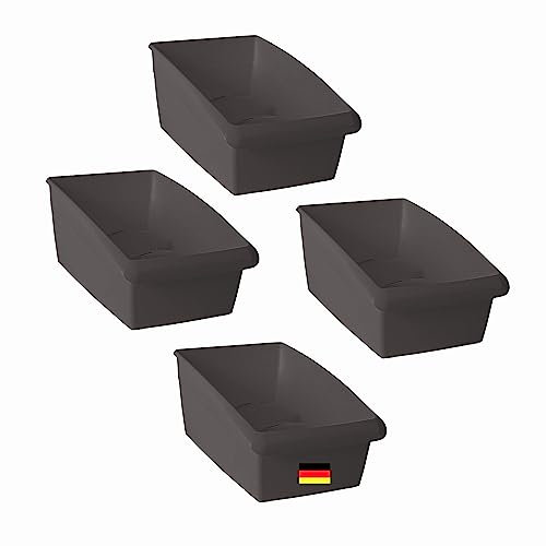 Novaliv Suppentütenbox 4er Sparset Schubladen Organizer Küche - 25 x 16 cm ANTHRAZIT GRAU Gewürzaufbewahrung Box - Ordnungssystem für Schubladen - Aufbewahrung von Dressing & Backzutaten