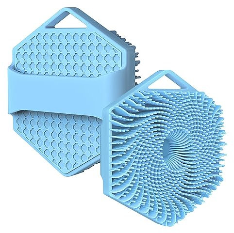 Kinretixia® Estropajo exfoliante de silicona suave, fácil de agarrar, cepillo de ducha para limpieza profunda y exfoliación del cuerpo (azul)