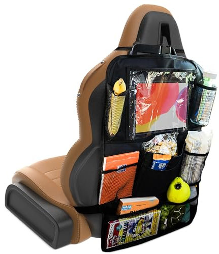 Amazinggirl Auto Organizer für Autositz - Rückenlehnenschutz Kinder Rücksitz Organizer Autositzschoner Autoorganizer Autorücksitzorganizer mit Tablet halterung universal passend 60x40 cm