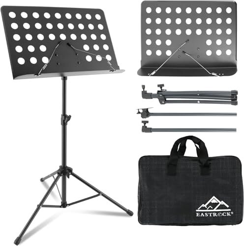 EASTROCK Metal Sheet Music Stand - High Stability and Height Adjustable Music Stand for Sheet Music with Carrying Bag, Portable Music Book Holder(Dark Gray)