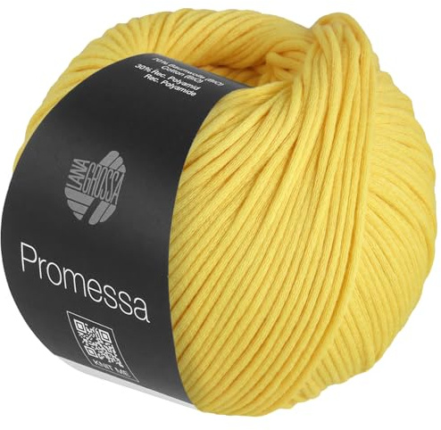 LANA GROSSA Promessa | Weich gefülltes Schlauchgarn aus Bio-Baumwolle und Polyamid | Handstrickgarn aus 70% Bio-Baumwolle & 30% Polyamid | 50g Wolle zum Stricken & Häkeln | 125m Garn FB12