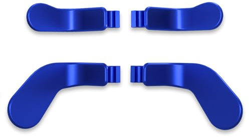 eXtremeRate 4 pcs Palettes Métalliques en Acier Inoxydable pour Xbox One Elite/Elite Series 2/Elite 2 Core Manette, Bleu Foncé Mat