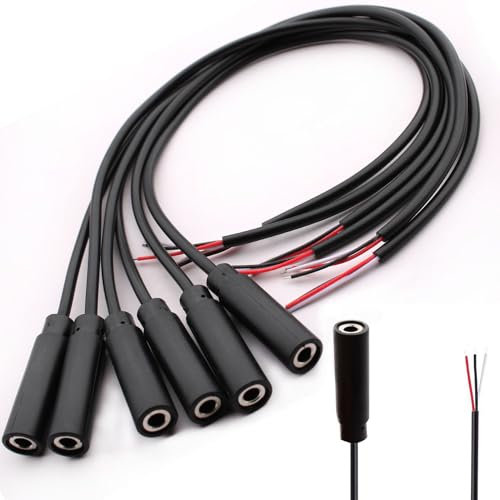 RUNCCI-YUN 6pcs connecteur Jack Femelle 3.5 TRS 3 pôles Câble Jack Audio 3.5mm, Jack Stereo 3.5 mm, connecteur Jack 3.5 a souder,pour réparation de câble Audio(30cm