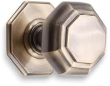 Infinity Decor Solid Brass Octagonal Centre Door Knobs Large - Antique Brass Dummy Door Pull Handles for External and Internal Use