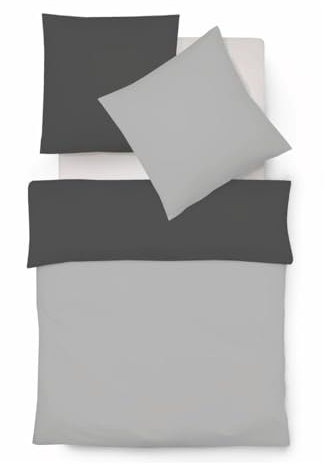 liebling Halbleinen Bettwäsche 135 x 200 + 1 x 80 x 80 cm, Farbe grau-Schiefer, Bettbezug aus 50% Leinen & 50% Baumwolle, kühlend & atmungsaktiv, waschbar 60 Grad, Ökotex 100
