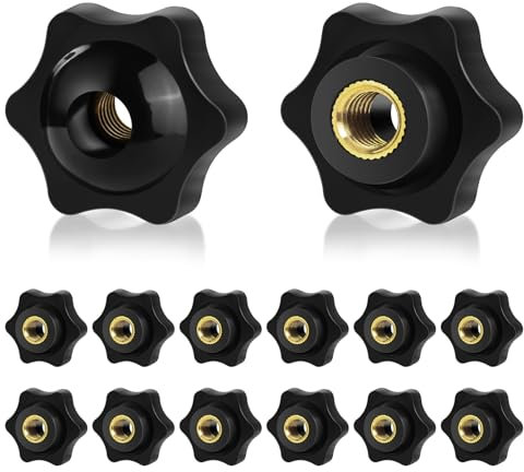 14 Pezzi Vite A Testa Zigrinata M8, Nero Vite A Stella M8 Universali Viti Con Impugnatura A Stella, M8 x 32 mm Vite Con Pomello per Macchine Utensili, Mobili e Apparecchiature Elettroniche