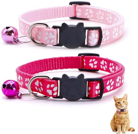 WeddHuis Collar para Gato de 2 Piezas Ajustable con Campana y Hebilla de Seguridad para Mayor Comodidad y Personalización