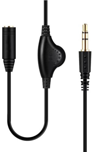 TECHZOCO Cable Audio alargador Extensor Control Volumen, Jack Audio Estéreo con regulador 3,5 mm Macho a Hembra, Cable auriculares, Apto para Altavoces, Auriculares, Móvil, Tablet, MP3, 1 Metro