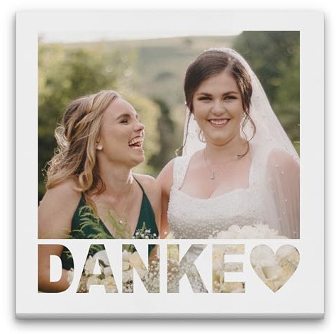 DEL MÀ Unique & Personal Danke Trauzeugin Geschenk Fotogeschenk personalisiert Leinwand Bild Dankeschön Foto Hochzeit Brautjungfer Geschenk (20x20 cm)