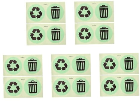 jojofuny 5 Sets Trash Can Stickers Bins Garbage Can Recycle Trash Bags Stickers Trash Sticker Labels Recycle Stickers Recycle Bin Decal UV Protected Stickers Recycling Bin Decal PVC Black