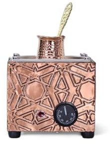 tuliphomev - Traditional Turkish Copper Electric Hot Sand Small Geometrical Design Coffee Maker Machine With Coffee Pot