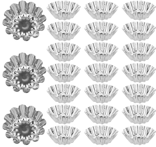 YILANJIN 25Pcs Mini Tart Tins, Mini Cake Muffin Moulds Tins, Resuable Cupcake Tart Mould, Pudding Moulds, Baking Tool, Non-Stick Bakeware for Baking Quiche Pie Egg Tart Tartlet