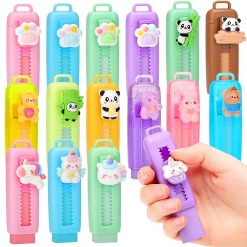 KOSTACHI 20 Stück Radiergummis Mitgebsel Kindergeburtstag 5 6 7 8 9 10 Jahre, Einziehbarer Push Pull Radiergummis für Give Aways Kindergeburtstag & Gastgeschenke Kindergeburtstag