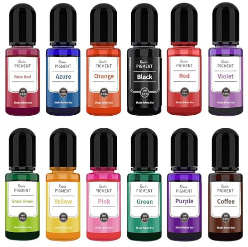 12 Stück Farbe Für Gießpulver, 12 Farbe Epoxidharz Farbe, Farbpigmente Für Gießpulver,Gießpulver Farbe Betonpigment Für Gipsbeschichtung DIY Farbige Pigmente