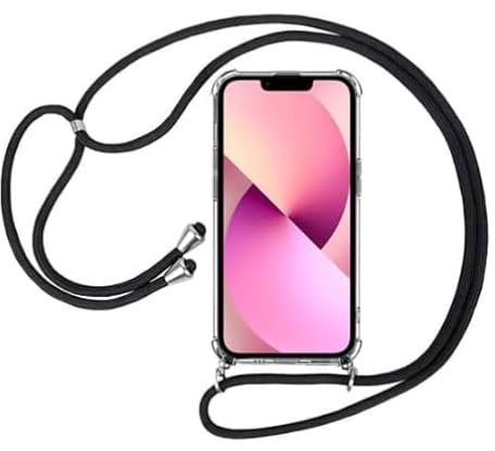 CABLEPELADO - Funda Silicona Transparente con Cuerda Negra | Compatible con iPhone 12 | TPU Flexible | Protección Ligera y Resistente | Diseño Ultra Fino