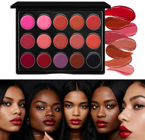 Lipstick Palette - 15 Color Lip Gloss Set | Full Coverage Matte | Long-Lasting And Pigmented Shades | Lightweight, Blendable And Nourishing Makeup | Non-Sticky Giftt Collection For Girls Women
