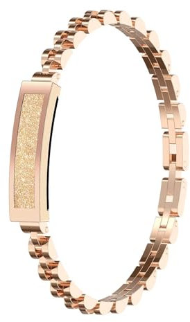 Fitness Tracker Damen Elegant Rosegold Silber Schmuck Armkette Schmal Fitness Tracker ohne Display Schrittzähler Armband Metallarmband Edelstahl Gesundheit Pulsmesser Fitnesstracker für Android IOS
