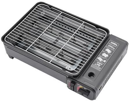 Barbacoa de gas pequeña, portátil de mesa de gas, barbacoa de camping, barbacoa de gas, pequeña con red de barbacoa, hornillo de gas, hornillo de gas, parrilla de gas portátil para camping, 1 pieza