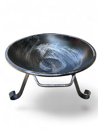 Braciere da Giardino in Ferro, 40 cm Diametro, 27 cm Altezza, Braciere con manici per Fuoco da Esterno e Interno (Nero spazzolato)