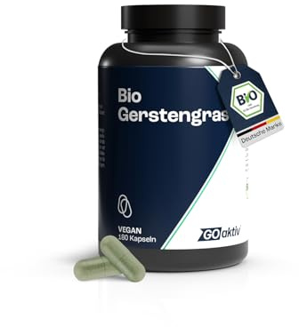 GOaktiv Bio Gerstengras Kapseln – 1500 mg je Dosis – reine Pflanzenkraft als tägliche Ergänzung einer bewussten Ernährung – vegan, naturbelassen & ohne Zusatzstoffe – 180 Kapseln Vorratspackung