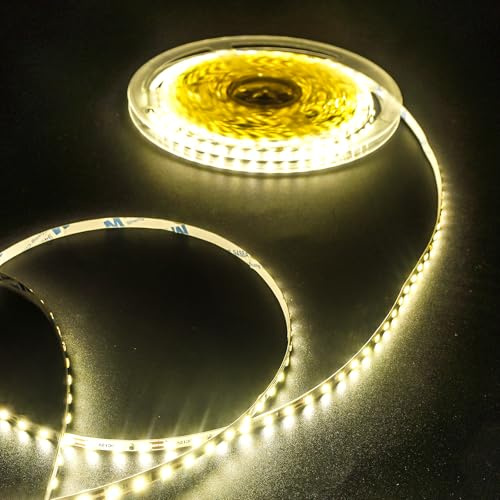 LED Streifen 10M,Fosingut 12V 2835SMD LED Band Lichtleiste Lichterkette Naturweiß 4000K,Selbstklebend Schneidbar Hohe Helligkeit 120LEDs/m 5mm Stripes für Bar,Kanal,Küche,TV,Auto,Heim Decor(Nur Strip)
