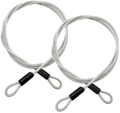 Cable de Acero con Ojales,2 PCS Cable Acero Inoxidable de 1,0m x 3mm Cable de Bucle de Seguridad para Candado de Bicicleta,Jardín,Muebles de Patio