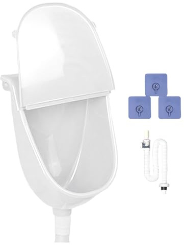 Urinal Urinalbecken Pissoir Wandurinal Wandpissoir Kunststoff Auslaufsicher Verstellbar Tragbare Urinabscheider Mit Abflussrohr Und Deckel Für Camping Garten Keller Baustelle WC
