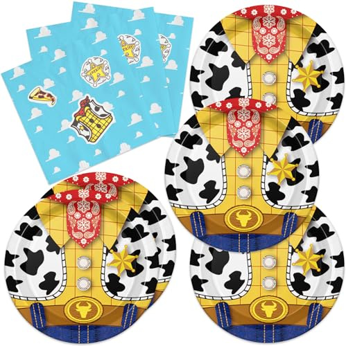 40Pcs Toy Inspired Story Birthday Party Decorations Cartoon Story Birthday Plates and Napkins Supplies Toy Theme Party Baby Shower Decorations