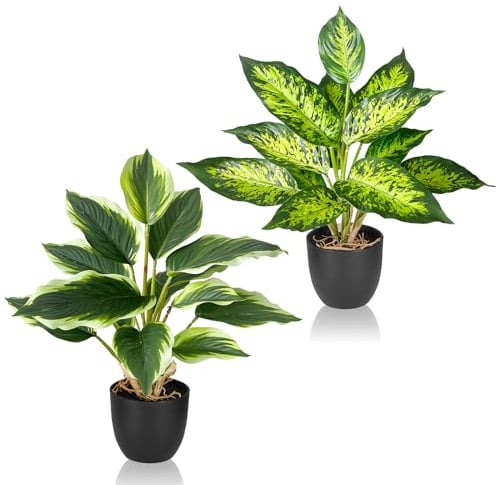 2 Pezzi Piante Artificiali da Interno con Vasetto, 41cm Pianta Finta Grandi | Colori Vivaci e Resistenti allo Scolorimento, Piante Finte per Decorazione Casa, per Bagno, Ufficio, Scrivania, Soggiorno