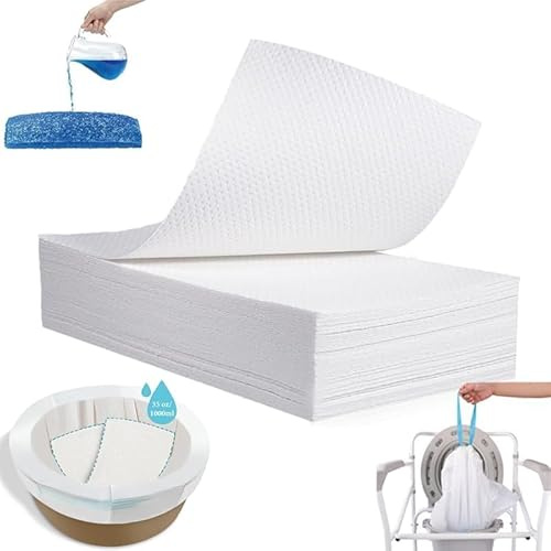 50 Stück Saugfähige Einweg-Absorptionspads für Toilettenstuhl & Bettpfanne, bis zu 1000 ml Flüssigkeitsaufnahme, für Pflege, Reisen & Outdoor-Toilette